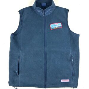 Vineyard Vines Fleece Vest Mt. Rainer Patch Preppy Men's Medium Blue